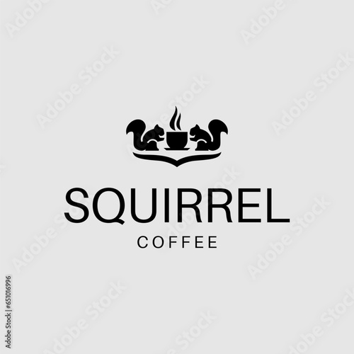 vector squirrel coffee logo vector illustration