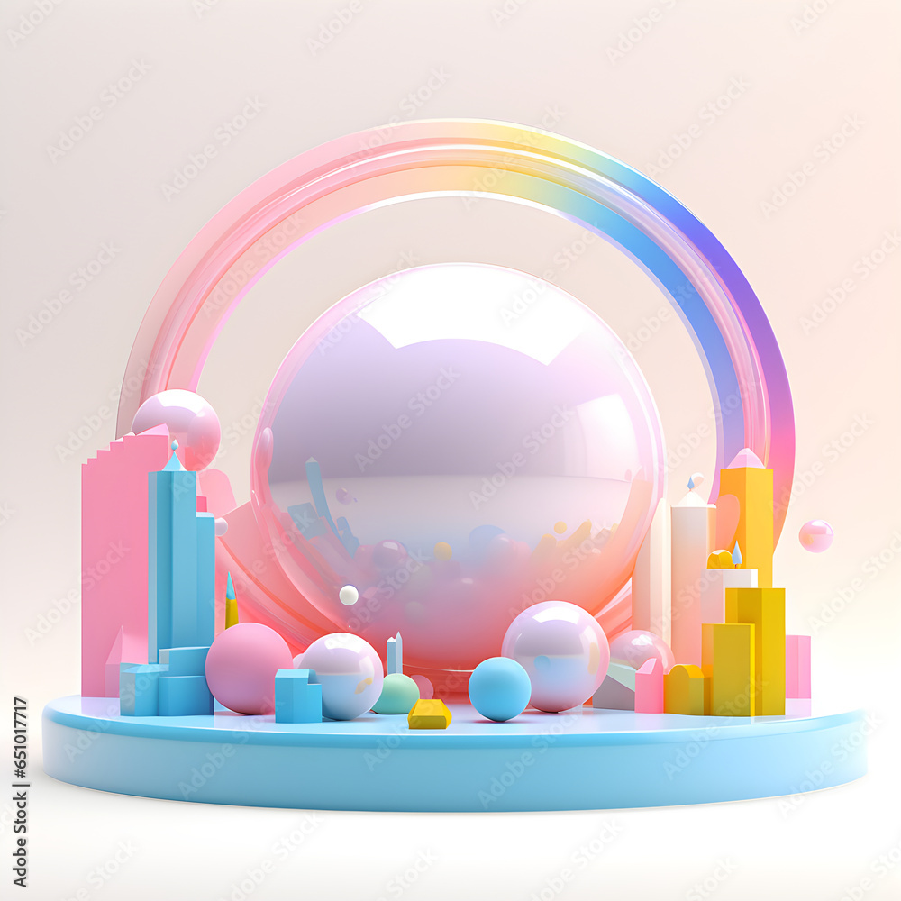 Alternative 3D model pastel color ,Generative Ai illustration