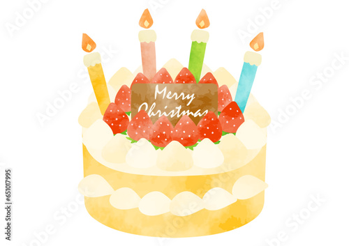 かわいいクリスマスケーキのイラスト