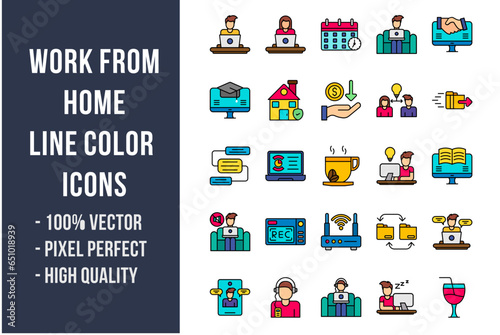 Work from Home Flat Icons