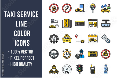 Taxi Service Flat Icons