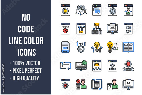 No Code Flat Icons