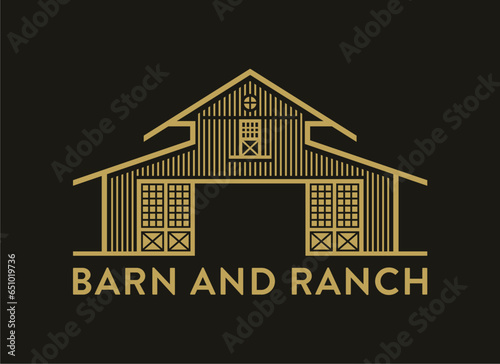 Vintage Rustic Rural Farm Barn Illustration Classic Agriculture Scene Vector Design