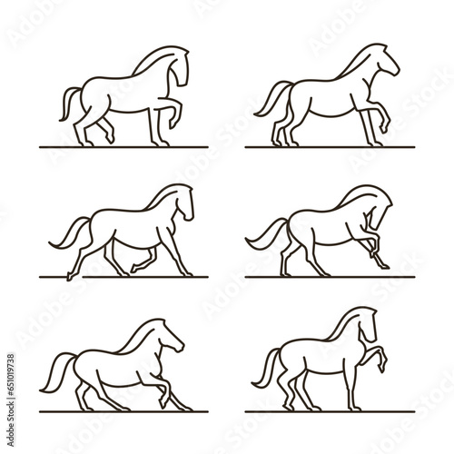 Set of Horse Lineart Icon Vector Design Illustrations