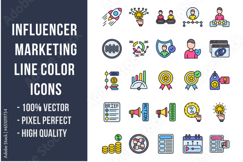 Influencer Marketing Flat Icons