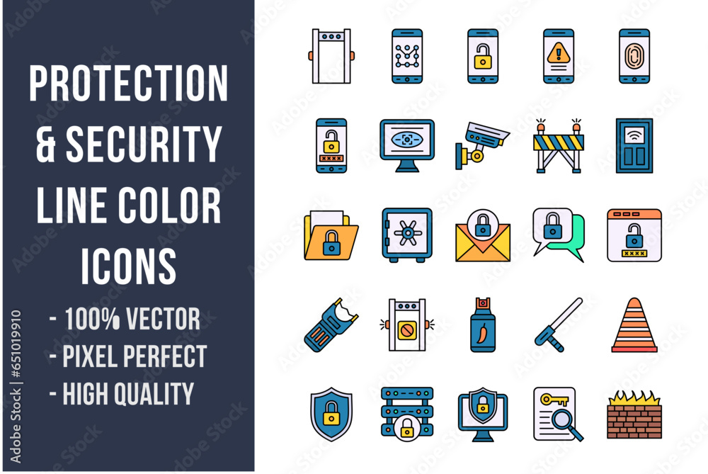 Protection and Security Flat Icons Protection and Security Flat Icons