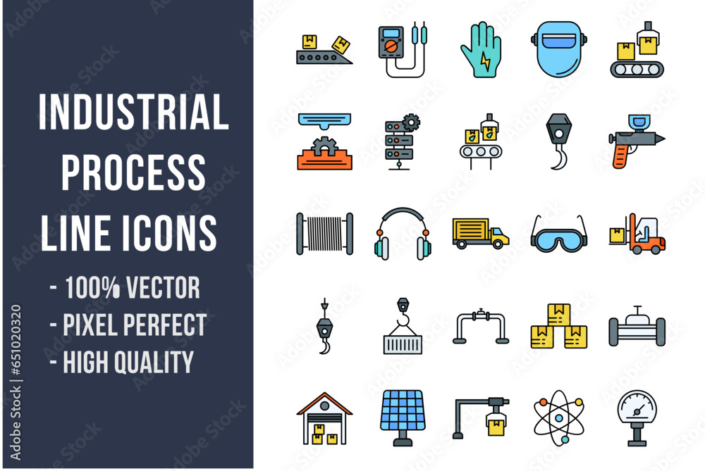 Obraz premium Industrial Process Flat Icons