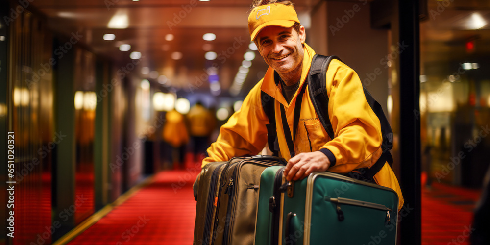 Obraz premium Bags and Bells: Celebrating the Essential Bellhop.