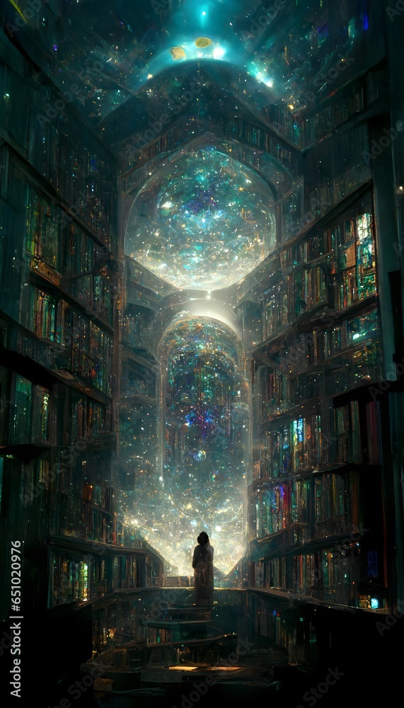 inside the ethereal celestial akashic library containing all knowledge ...