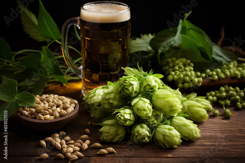 Beer Ingredients Hops And Barley photo