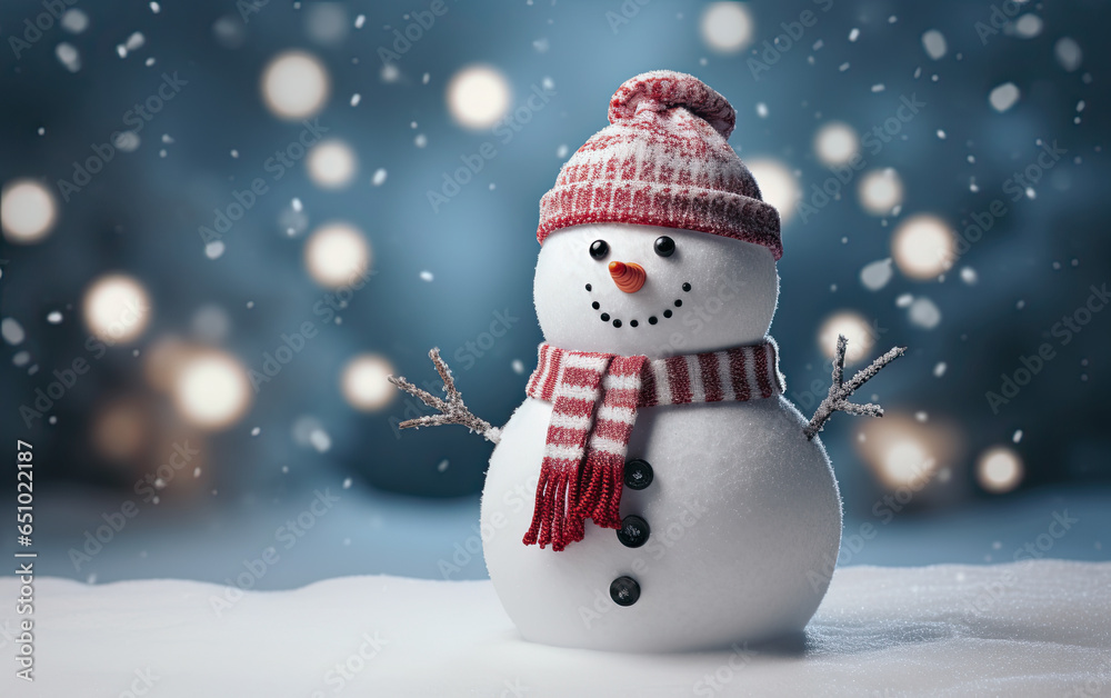 snowman on the snow  background ,artwork graphic design illustration.