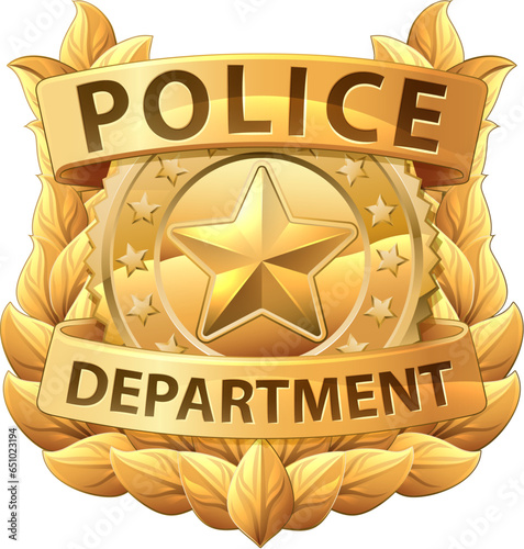 A police badge shield star sheriff cop crest emblem or symbol motif