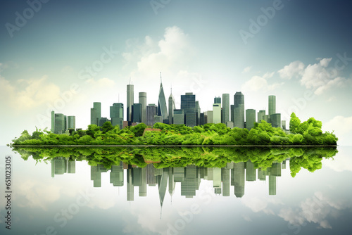 City Skyline Transforming To Green . Сoncept Renewable Energy, Green Building Construction, Urban Biodiversity, Carbon Neutral Cities #651023305