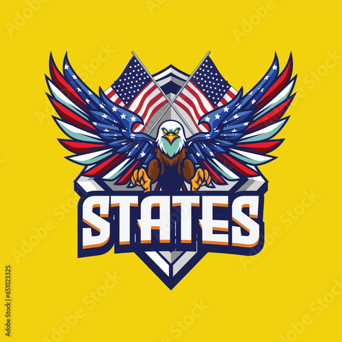 Vector illustration of american flag painted bald eagle with premium quality stock 