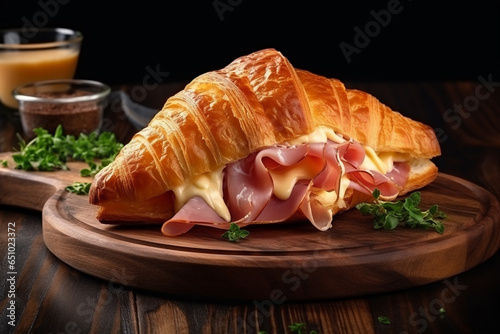 Croissant With Ham And Cheese photo