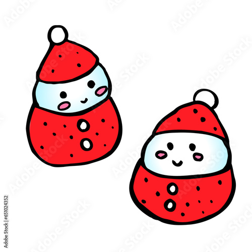 Hand drawn illustration of cute strawberry Sant
