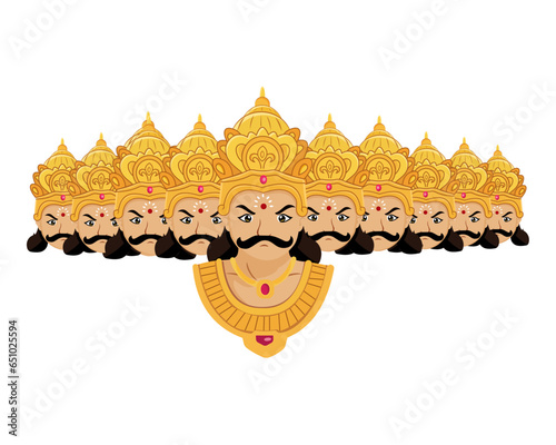 Happy Dussehra indian festival design ravan face greeting vector illustration.