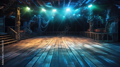 Pirate Ship Deck. An Empty Background Ideal for Creating a Theatrical Stage Scene © Natalia