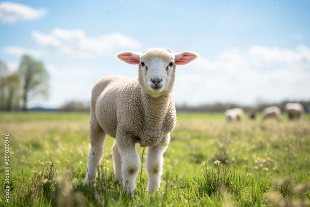 A Sheep Standing In The Middle Of A Field Of Grass A Sheep Standing In The Middle Of A Field Of Grass