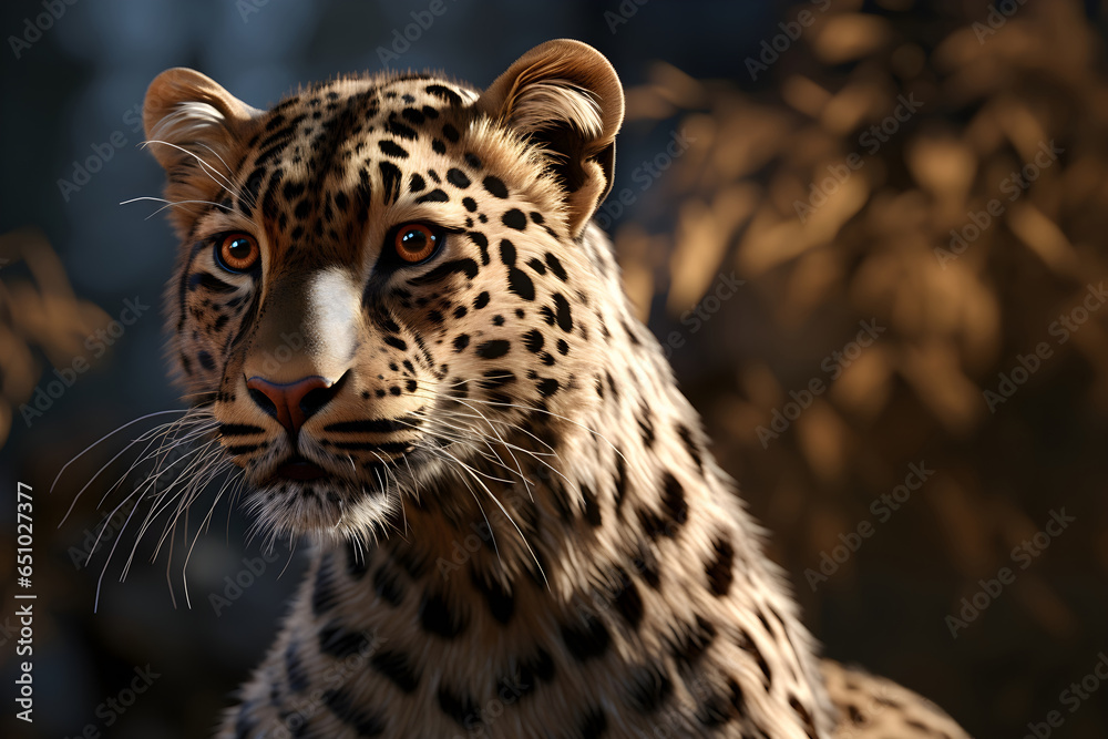 Close up portrait of a leopard in the forest