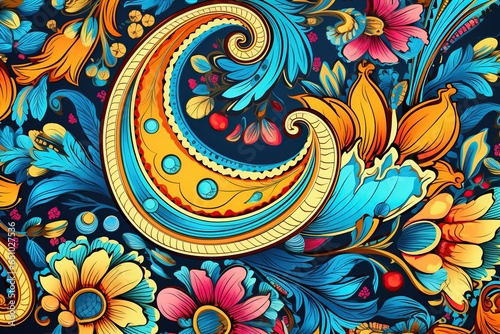 intricate paisley pattern, featuring vibrant colors and elegant details,Generated with AI