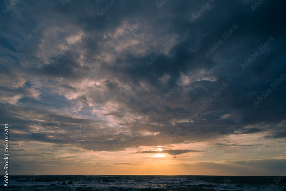 landscapes Sun fallen at beach at sunset time