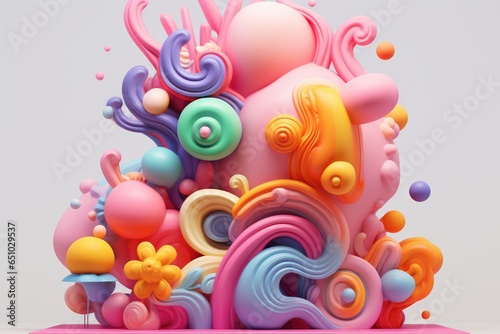 Abstract Pastel 3D Floral Forms