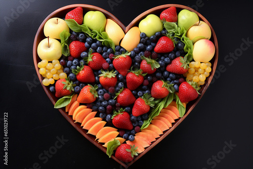 Heartshaped Fruit Plate, Top View photo