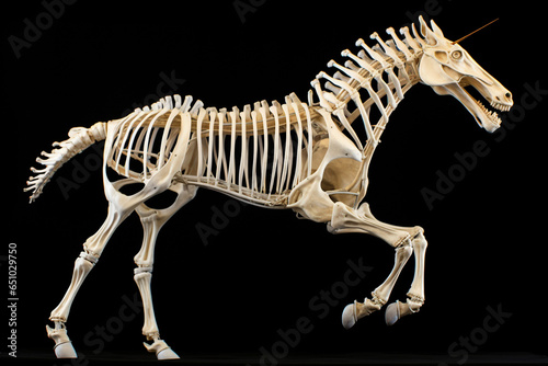 Unicorn Skeleton On Black Background