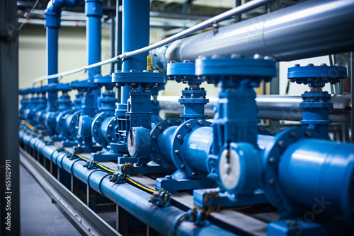 Pipes And Valves Are Lined Up In A Factory