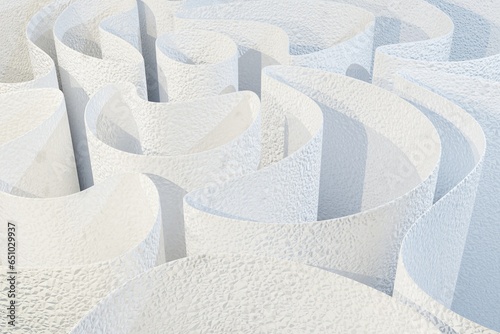 Abstract white background made of smooth curves of fabric, textured paper. The basis for an advertising poster, a background for illustrations. 3D rendering