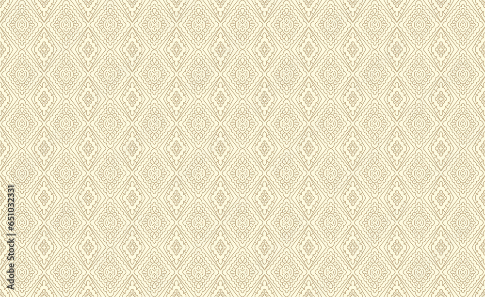 Baroque wallpaper. Seamless vector background of ornate decorative gold leaves in art deco style. Damascus - obrazy, fototapety, plakaty 