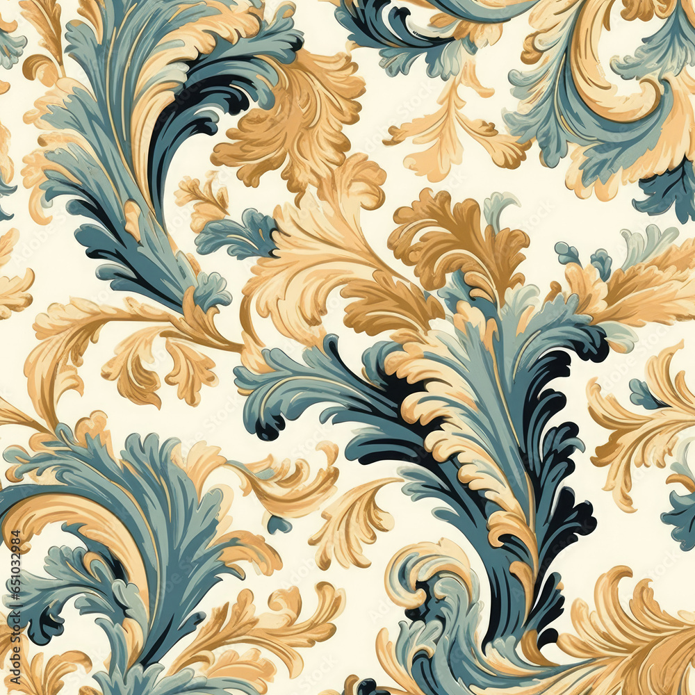 Beautiful rococo floral patterns, AI Generated Beautiful rococo floral patterns, AI Generated