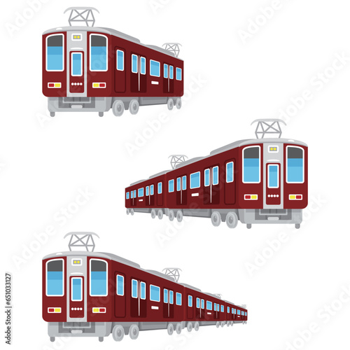 電車　エンジ　斜め