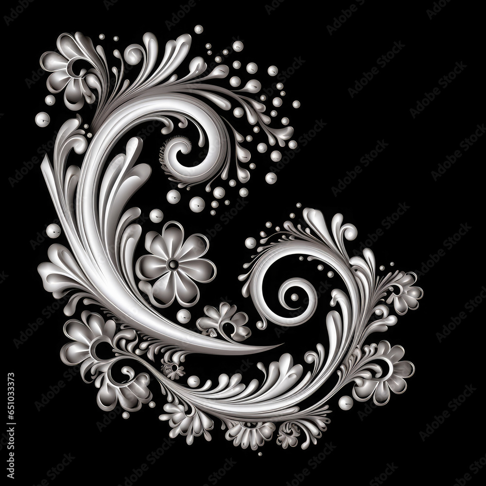 Fototapeta premium Black elaborate filigree corner borders on white Background, AI Generated