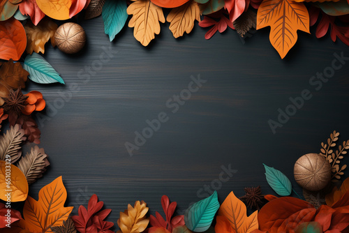 Fototapeta Thanksgiving Layout With Leaves