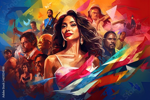 Month of Hispanic Heritage, representing cultural heritage Hispanic people, flags, art,Generated with AI
