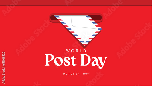 World Post Day. Post and letter box vector illustration. Suitable for banners, greeting cards, web, social media etc photo