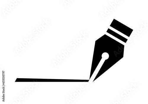 Black fountain pen writing line icon flat vector design