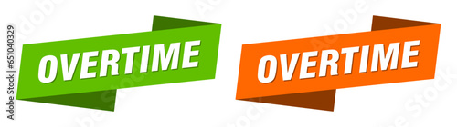 overtime banner. overtime ribbon label sign set
