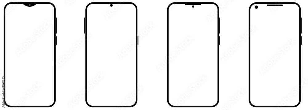 Realistic smartphone mockup. Cellphone frame with blank display isolated templates. Vector mobile device concept Realistic smartphone mockup. Cellphone frame with blank display isolated templates. Vector mobile device concept