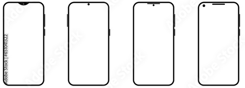 Realistic smartphone mockup. Cellphone frame with blank display isolated templates. Vector mobile device concept