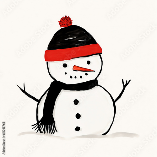 Snow man illustration. Generative AI