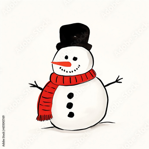 Snow man illustration. Generative AI