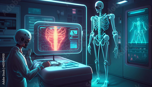 Medizin Gesundheitswesen mit künstlicher Intelligenz Wissenschaft zu Krebsdiagnose Therapie ki Röntgenaufnahme Generative AI  photo