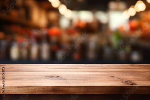 Wood table with empty copy space for product display