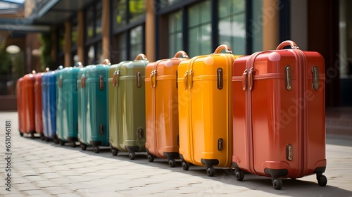 An old-fashioned, Vintage colorful suitcase with luggage