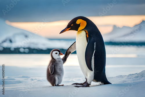 penguins in the snow field