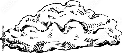 Hand-drawn sketch of cloud on white background. Eco concept. Doodle vector illustration.