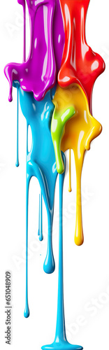 Dripping paint on transparent background. Mixing different colored paints, artistic painting, colorful.  High long banner style . Generative AI